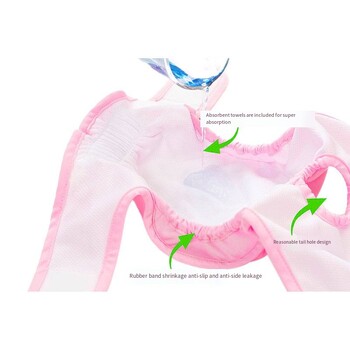 Пелени за женски кучета за многократна употреба Warps Силно абсорбиращи пелени за кученца Кученца Регулируеми бикини за домашни любимци за малки, средно големи кучета момичета