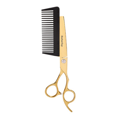 BARBERTOP 6,5 `` Jp440c acél 2 az 1-ben hajolló fésűs hajvágással fodrász hajvágó olló szaloneszközök