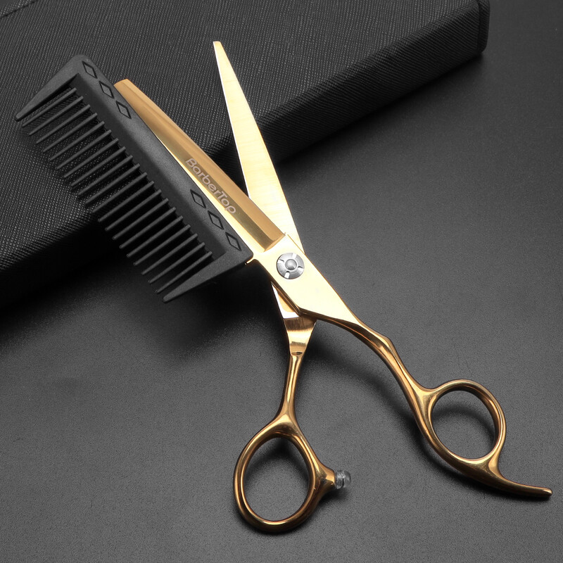 Ψαλίδι μαλλιών BARBERTOP 6.5 `` Jp440c Steel 2 σε 1 με χτένα κούρεμα Ψαλίδι κουρεύματος Εργαλεία κομμωτηρίου