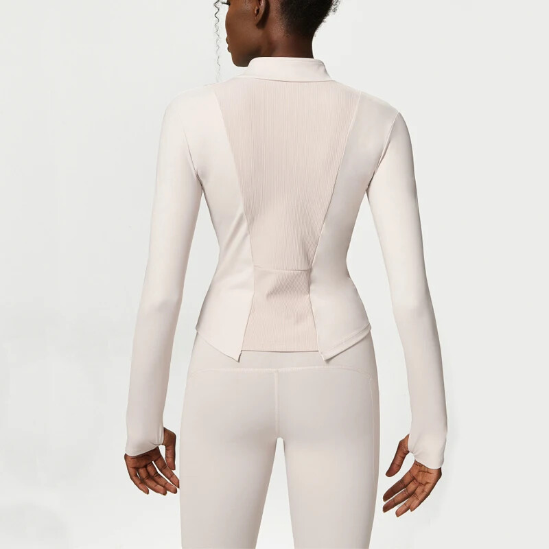 2 τμχ Αθλητικό Σετ Γυναικείο μασίφ ελαστικό κοστούμι γιόγκα με φερμουάρ Μακρυμάνικο πουκάμισο Ψηλόμεσο κολάν αναπνέει ρούχα γυμναστικής προπόνησης