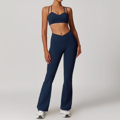 Jógakészlet 2 DB Női Sportruházat Varrat nélküli edzésruhák Sportruházat Tornatermi Legging Fitness Melltartó Crop felső, hosszú ujjú sportruhák