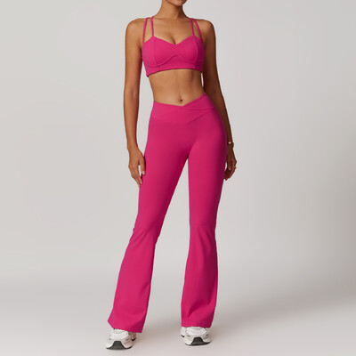Jógakészlet 2 DB Női Sportruházat Varrat nélküli edzésruhák Sportruházat Tornatermi Legging Fitness Melltartó Crop felső, hosszú ujjú sportruhák