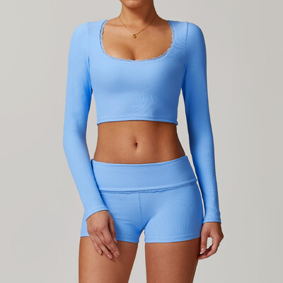 Női ruhák 2db tornatermi jóga öltöny szorosan testhezálló sportkészlet edzéshez Légáteresztő pólók melltartó felső bő, csengő-alsó leggings