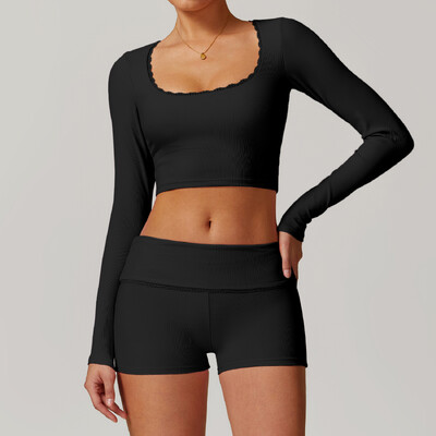 Női ruhák 2db tornatermi jóga öltöny szorosan testhezálló sportkészlet edzéshez Légáteresztő pólók melltartó felső bő, csengő-alsó leggings