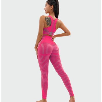 2 DB Női Zökkenőmentes jógakészlet Tornatermi Ruházat Edzés Sportruházat Fitness Ujjatlan Crop felső Magas derekú Leggings Sportruhák