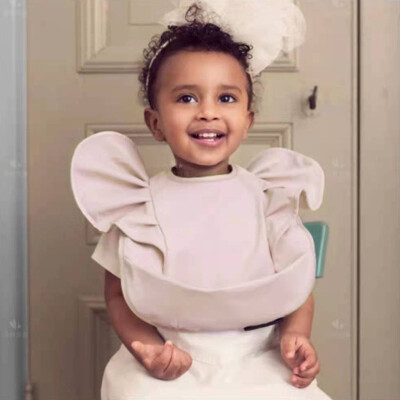 Baba előke INS Nordic Style Angel Feed Pocket Burp Lány Fiú Csecsemők Előke Vízálló Könnyen Tisztítható Aranyos Elefánt Előke Puha PU