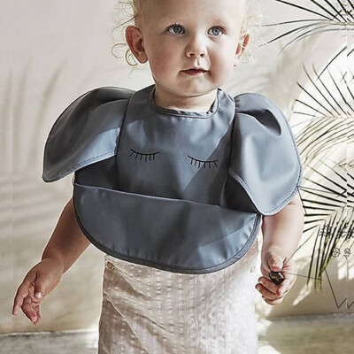 Baba előke INS Nordic Style Angel Feed Pocket Burp Lány Fiú Csecsemők Előke Vízálló Könnyen Tisztítható Aranyos Elefánt Előke Puha PU