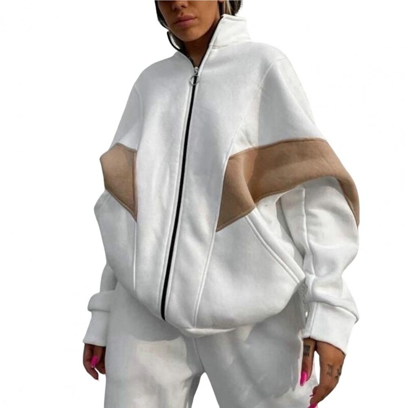 2 τμχ/Σετ Φούτερ Φούτερ Παντελόνι Συνονθύλευμα Παλτό Ελαστική Μέση Παντελόνι Δύο Τεμαχίων Φθινοπωρινή Φαρδιά Αθλητική φόρμα για εξωτερικούς χώρους