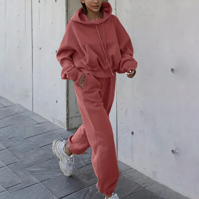 Őszi téli kocogó pulóver edzőterem edzés női őszi ruha 2 részes crop top oversize kapucnis női tréningruha