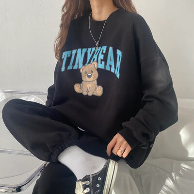 2024 Trening pentru femei Tinybear Costume sport Toamnă calduroasă Hanorac casual cu mânecă lungă Hanorace și pantaloni Fleece Două piese