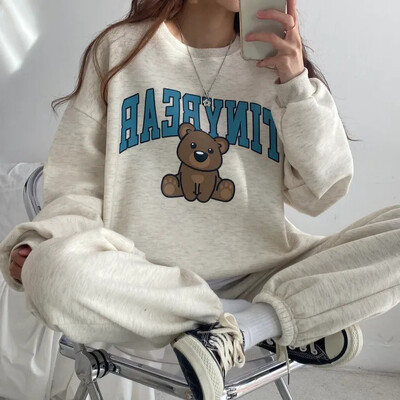 2024 Trening pentru femei Tinybear Costume sport Toamnă calduroasă Hanorac casual cu mânecă lungă Hanorace și pantaloni Fleece Două piese
