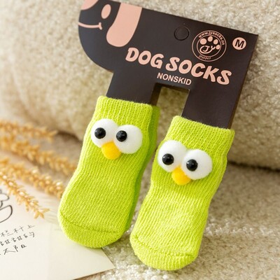 4db Cute Big Eyes Kutya zokni Kutya Cipők Kisállat Zokni Mancs Védő Mancsvédő Takaró Csúszásgátló Cipők