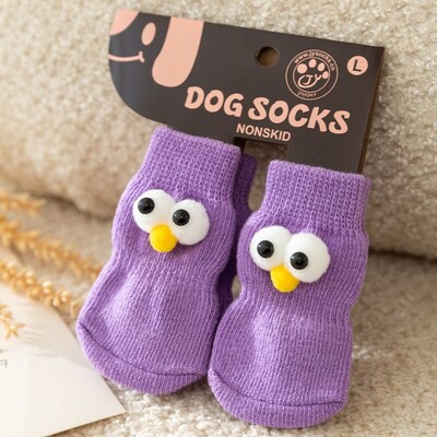 4db Cute Big Eyes Kutya zokni Kutya Cipők Kisállat Zokni Mancs Védő Mancsvédő Takaró Csúszásgátló Cipők