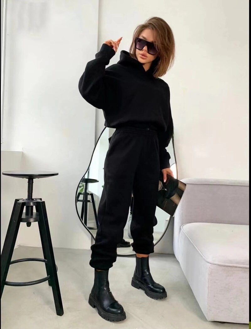 Φθινόπωρο/Χειμώνα Γυναικεία casual αθλητική φόρμα μονόχρωμη κουκούλα για γυναικεία ρούχα Φούστες με φερμουάρ Αθλητικά παντελόνια δύο τεμαχίων