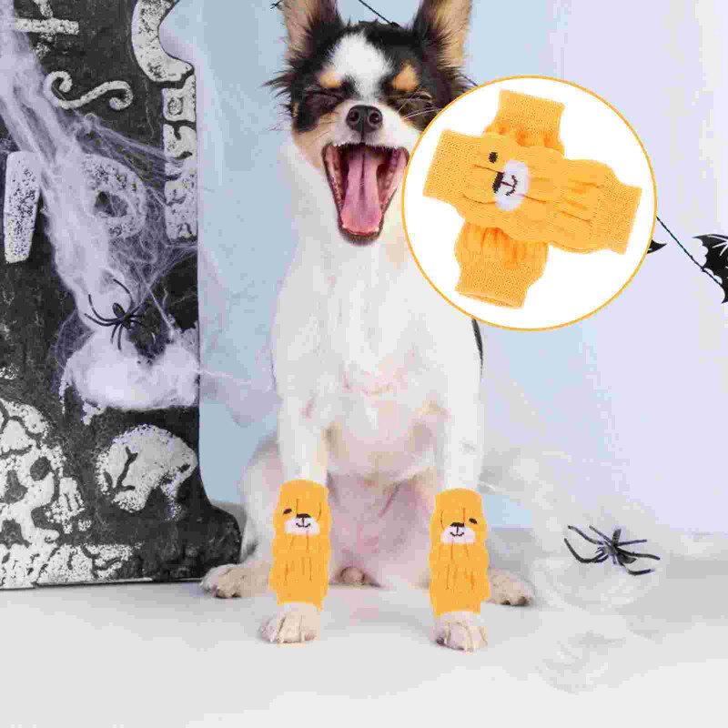 4 τμχ Κάλτσες κατοικίδιων ζώων Αντιχαρακτική Βαμβακερό μανίκι ποδιών Αντιολισθητικές κάλτσες Χειμερινή προστασία Προστατευτικά γονάτων