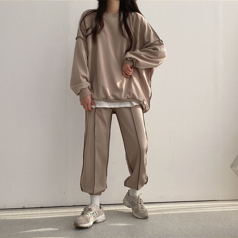 Γυναικεία αθλητική φόρμα Schinotch με μακρυμάνικο ζεστό μονόχρωμο πουλόβερ με κουκούλα με κουκούλα αθλητικό σετ Jogger