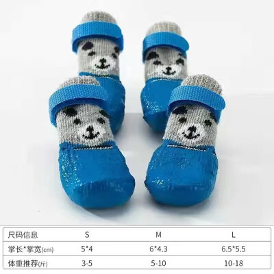 4db Puppy Dog Teddy Zokni Vízálló macskacipő Karcolásgátló lábvédő Koszos Állat Zokni Kis Macska Kutyák Kötött Meleg zokni