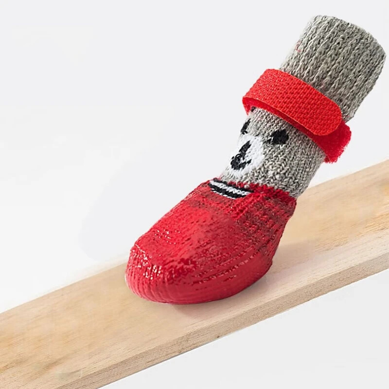 4 τεμ. Puppy Dog Teddy Socks Αδιάβροχα παπούτσια γάτας Αντι-γρατσουνιές κάλυμμα ποδιών κατά των βρώμικων κατοικίδιων κάλτσες Small Cat Dogs Knit Warmpet Socks