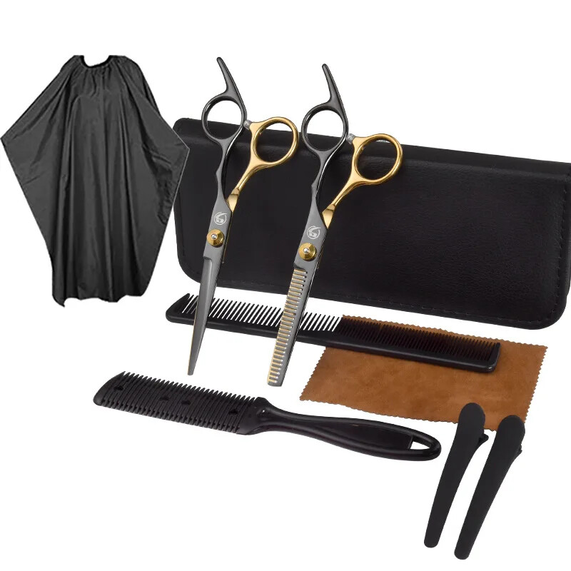 Plaukų žirklių rinkinys Profesionalios kirpėjo žirklės nerūdijančio plieno žirklės plaukams įrankiai kirpyklos plaukų kirpimas retinimo žirklės