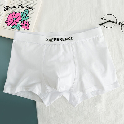 [Bloom the love] Új fehér tömör boxer férfi fehérnemű pamut férfi boxer légáteresztő cuecas Masculinas férfi méretű plusz L-3XL 2090KL