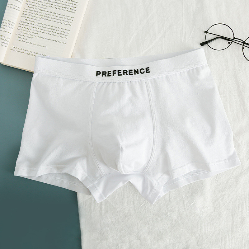 [Bloom the love] New White Solid Boxer Ανδρικά Εσώρουχα Βαμβακερά Ανδρικά Μπόξερ Αναπνεύσιμα Cuecas Masculinas Ανδρικό Μέγεθος Plus L-3XL 2090KL