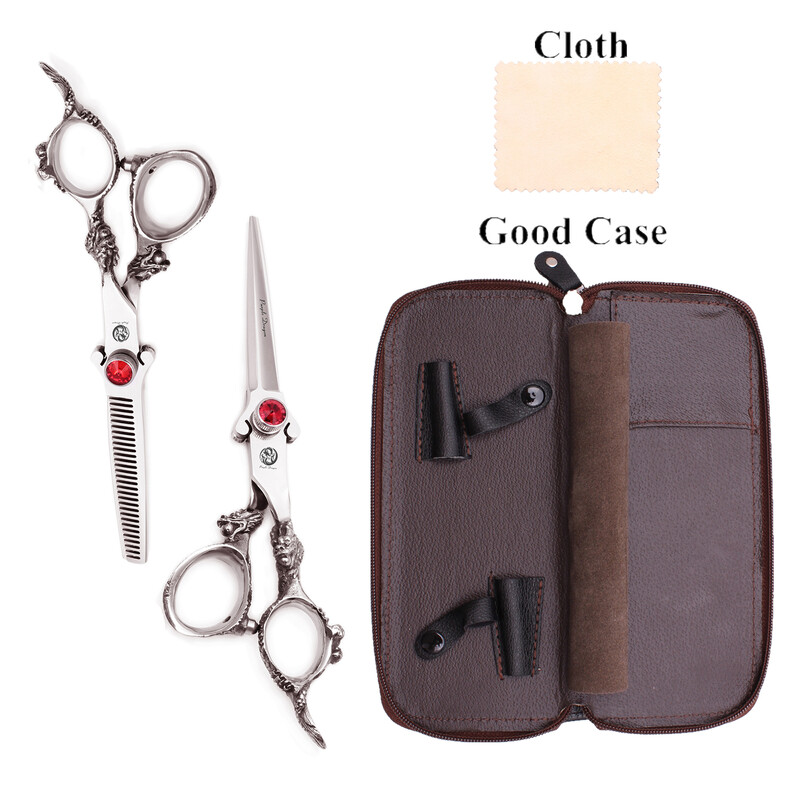 Professional Barber Scissors 6" Japan 440C Purple Dragon Hair Cutting Scissors Dragon Handle Thinning Shears Hair Scissors Z9007