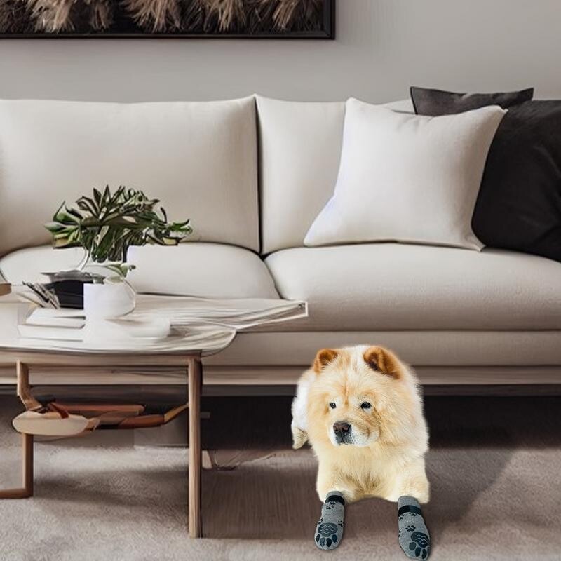 Αντιολισθητικές κάλτσες σκύλου 2 ζευγάρια κάλτσες για λαβή κατοικίδιων για χρήση σε εσωτερικούς χώρους Ζεστές κάλτσες σκύλων για αποφυγή γρατσουνίσματος Ρυθμιζόμενοι ιμάντες προστατευτικό ποδιών