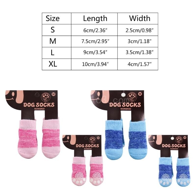 4 τεμ. Κάλτσες σκύλου Πλεκτές κάλτσες για κατοικίδια με μοτίβο κινουμένων σχεδίων αντιολισθητικά παπούτσια για το δάπεδο από σκληρό ξύλο στο σπίτι
