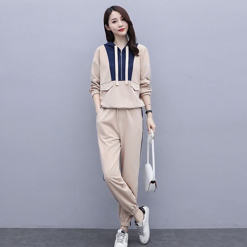 Γυναικείες αθλητικές φόρμες 2022 Κοστούμι μόδας νωρίς το φθινόπωρο ιδιοσυγκρασία Φαρδύ πουλόβερ Casual αθλητικά ρούχα Δύο τεμάχια μοντέρνα υπερμεγέθη ρούχα
