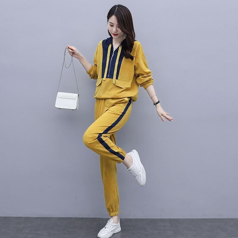 Γυναικείες αθλητικές φόρμες 2022 Κοστούμι μόδας νωρίς το φθινόπωρο ιδιοσυγκρασία Φαρδύ πουλόβερ Casual αθλητικά ρούχα Δύο τεμάχια μοντέρνα υπερμεγέθη ρούχα