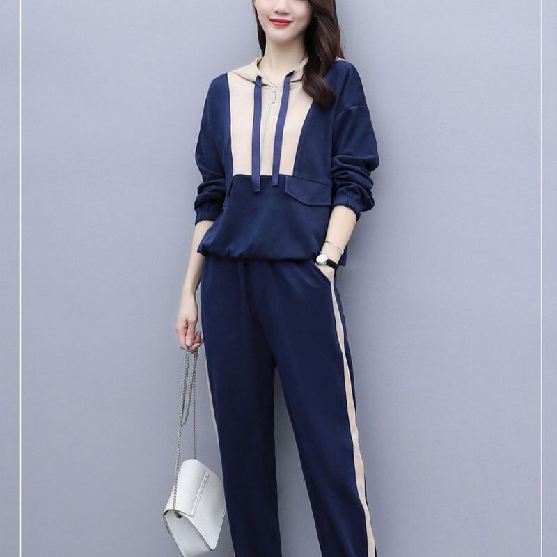 Γυναικείες αθλητικές φόρμες 2022 Κοστούμι μόδας νωρίς το φθινόπωρο ιδιοσυγκρασία Φαρδύ πουλόβερ Casual αθλητικά ρούχα Δύο τεμάχια μοντέρνα υπερμεγέθη ρούχα