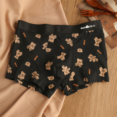 EXILIENS Hello Bear Cotton Boxer Férfi Fehérnemű Bermuda Ropa Belső Férfi Boxer Cuecas Masculinas Férfi Calzoncillos M-3XL K41-JH