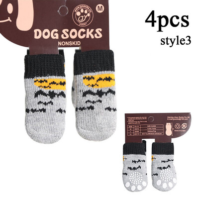 4 buc. șosete de iarnă pentru animale de companie pentru câini de talie mică, pisici, tricot de Crăciun, papuci de protecție pentru labe, groși, șosete anti-alunecare Chihuahua