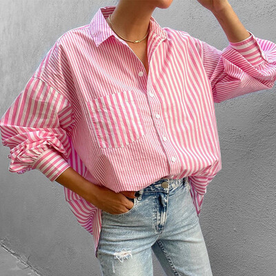 Blusa Mujer Moda 2023 nyomtatott alkalmi blúz Temperamentum hosszú ujjú női ing bő, elegáns ing női hétvégi felső blúz