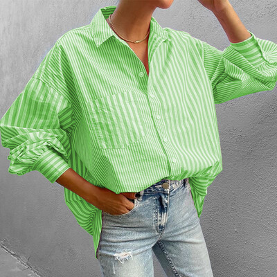 Blusa Mujer Moda 2023 nyomtatott alkalmi blúz Temperamentum hosszú ujjú női ing bő, elegáns ing női hétvégi felső blúz