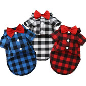 Bowtie kutyapólók Klasszikus kockás, vékony, légáteresztő nyári kutyaruhák kis, nagy kutyáknak Kiskutya macska mellény Chihuahua Yorkies