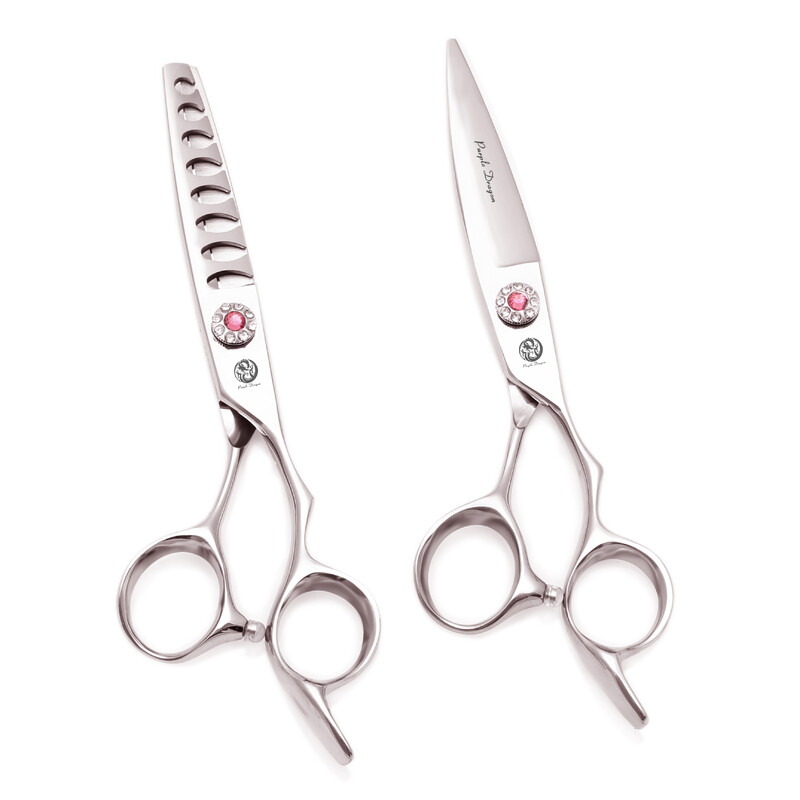 Professional Hair Scissors 6" Japan 440C Purple Dragon Κομμωτική ψαλίδα κοπής Αραίωση Ψαλίδι Σετ Σχήμα Φύλλων Ιτιάς Z1022