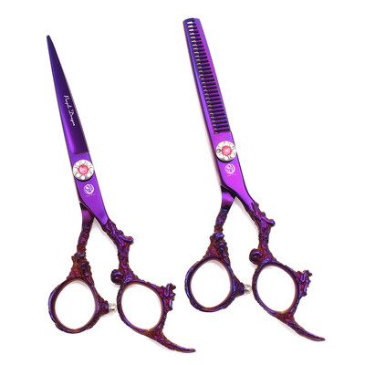 Professzionális Hajolló Purple Dragon 6" Japan 440C Vágóolló Vékonyító Olló Fodrász Olló Dropshipping Z9005