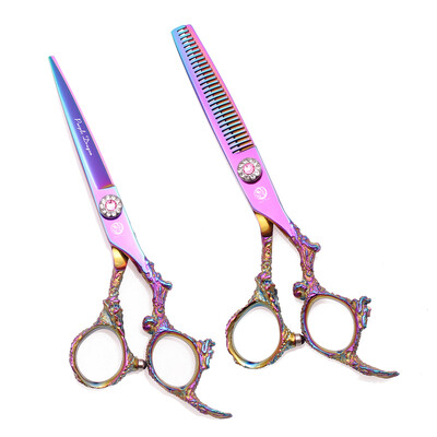 Professzionális Hajolló Purple Dragon 6" Japan 440C Vágóolló Vékonyító Olló Fodrász Olló Dropshipping Z9005