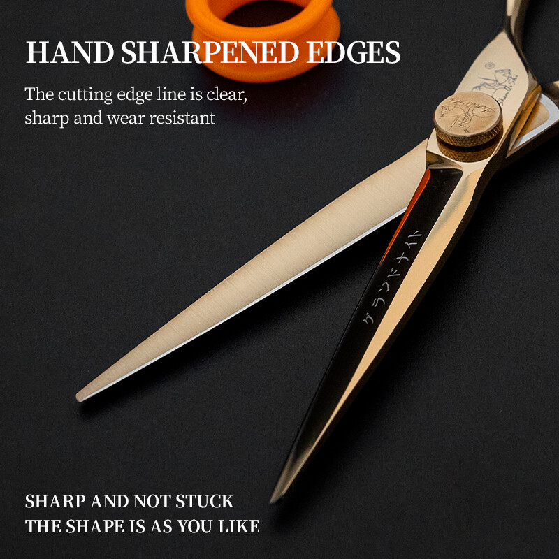 440C Jaapani teras 6,0 tolli Professionaalne kullavärvi juuste lõikamine Harvenduskäärid Juuksuri tööriistad Juuksekäärid Käärid