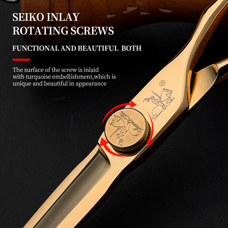 440C Jaapani teras 6,0 tolli Professionaalne kullavärvi juuste lõikamine Harvenduskäärid Juuksuri tööriistad Juuksekäärid Käärid