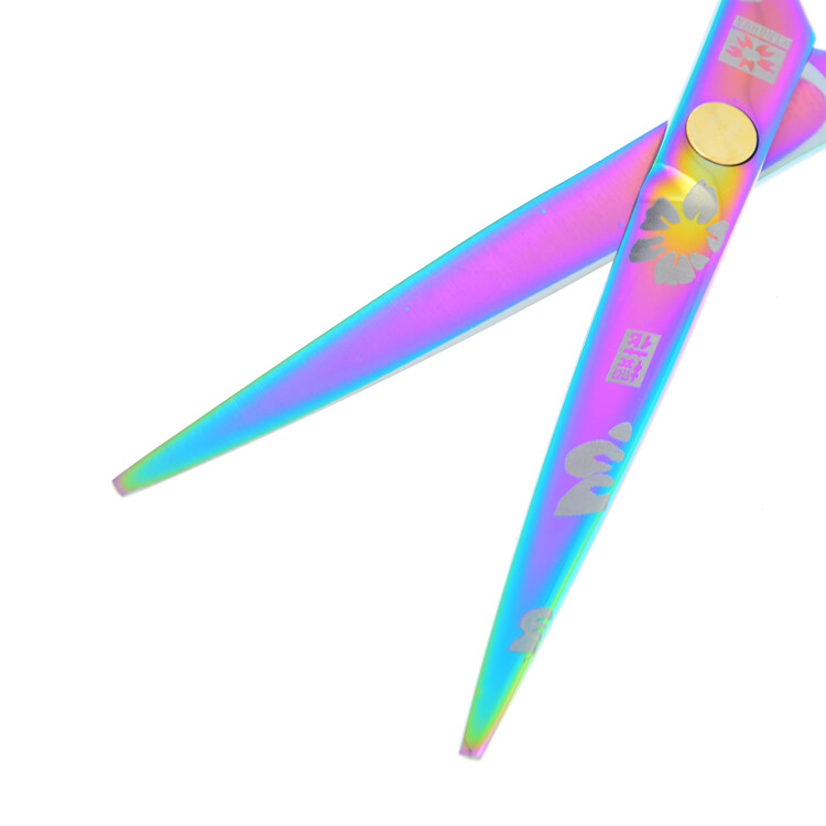 Πολύχρωμο ψαλίδι κοπής μαλλιών Sakura 6,0" 5,5" για κομμωτήρια Japan Steel Barbers Hair Scissor Salon Ψαλίδι αραίωσης A0171H