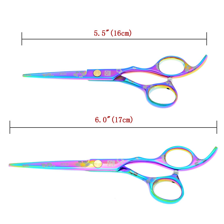 Πολύχρωμο ψαλίδι κοπής μαλλιών Sakura 6,0" 5,5" για κομμωτήρια Japan Steel Barbers Hair Scissor Salon Ψαλίδι αραίωσης A0171H