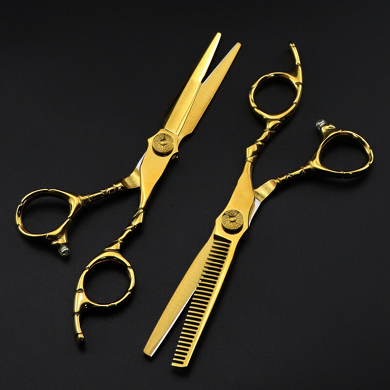 Επαγγελματικό ατσάλι Ιαπωνίας 440c 6`` Χρυσό ψαλίδι κοπής μαλλιών κούρεμα αραίωση εργαλεία κουρείου ψαλίδι ψαλίδι κομμωτηρίου