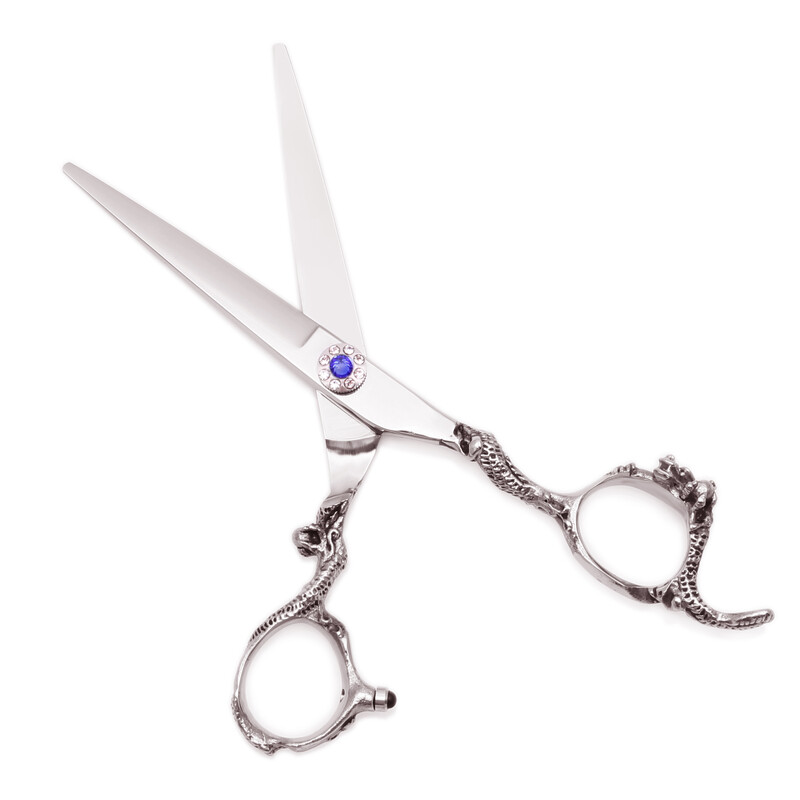 2τμχ 6" Barber Scissors Professional 440C 62HRC Hair Cutting Scissors Dragon Sculpture Handle Thinning Shears Adjustable C9003