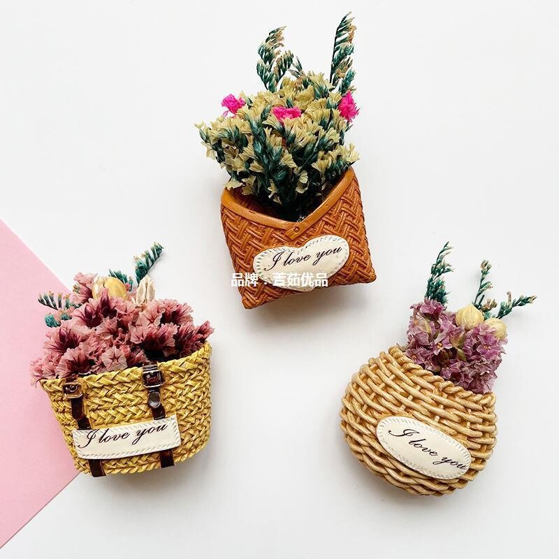 Creative Eternal Dry Flowers Μαγνήτης Ψυγείου Small Fresh Baby`s Breath Simulation Καλάθι λουλουδιών Μαγνήτης ψυγείου Διακοσμητικό αυτοκόλλητο Μαγνήτης