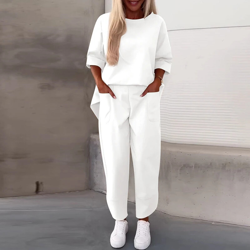 Κομψό Casual Σετ Σετ δύο τεμαχίων Άνοιξη φθινόπωρο τσέπες γραφείου Μακρύ παντελόνι Γυναικεία casual αθλητική φόρμα δρόμου