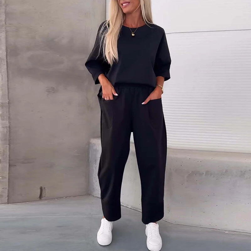 Κομψό Casual Σετ Σετ δύο τεμαχίων Άνοιξη φθινόπωρο τσέπες γραφείου Μακρύ παντελόνι Γυναικεία casual αθλητική φόρμα δρόμου
