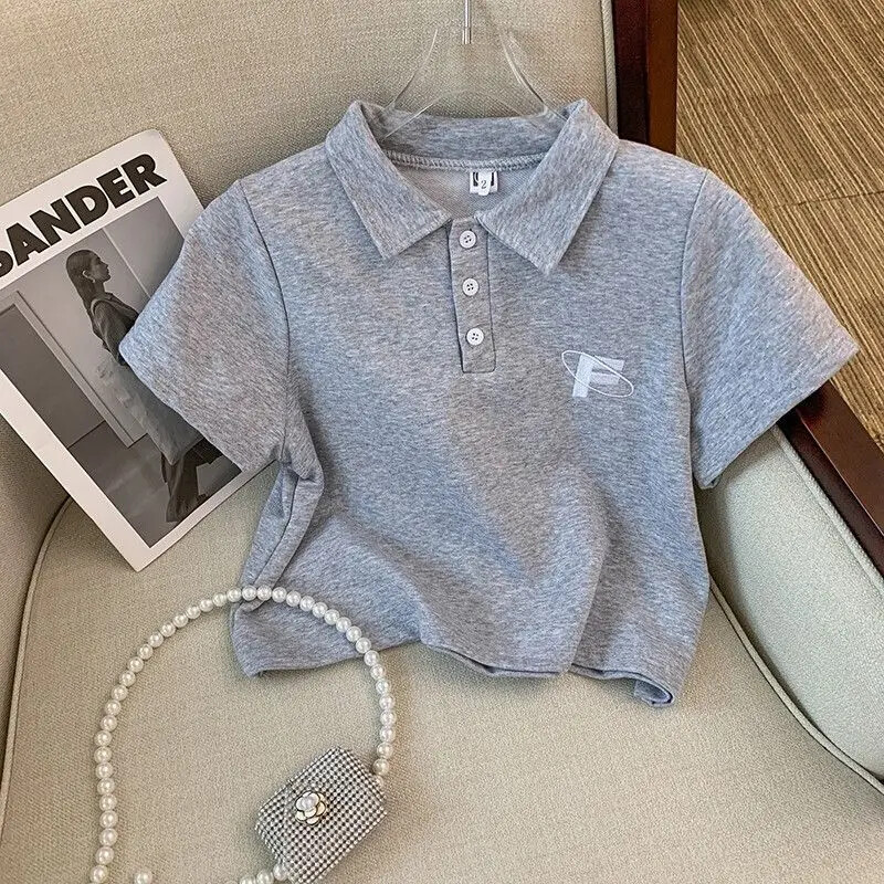 Casual Sporty Σετ Γυναικείο Καλοκαιρινό Πόλο Κοντό μανίκι Φαρδύ παντελόνι Tweed