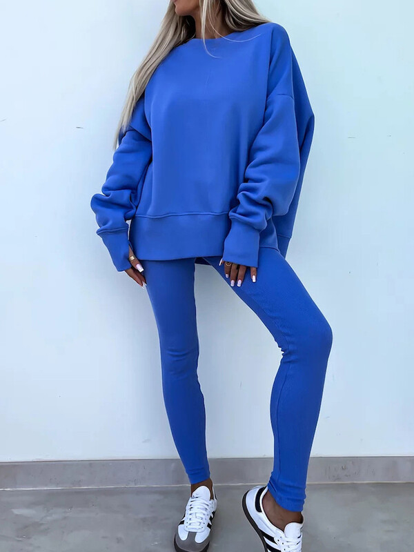 Sügistalvine kaheosaline pliiatsiga pükste komplekt, naiste 2024 elastne vöökoht, tugevalt sobivad komplektid, uued lapilised kapuutsid, naiste ülikonnad